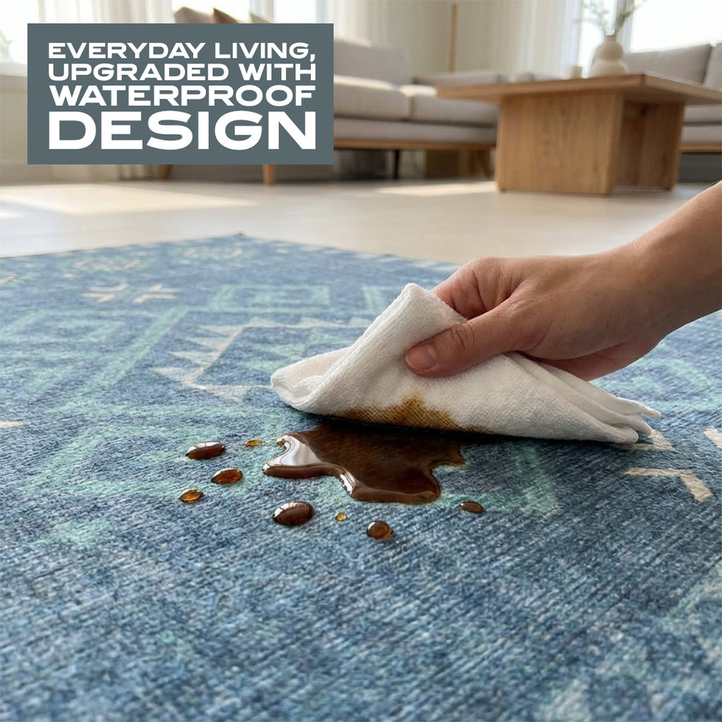 Muddy Mat Muddy Carpet Mesa Washable Area Rugs for Living Room, Bedroom & Dining Room – Modern Soft Low Pile Non Slip Carpet – Pet Friendly Waterproof Foldable Rugs for Home