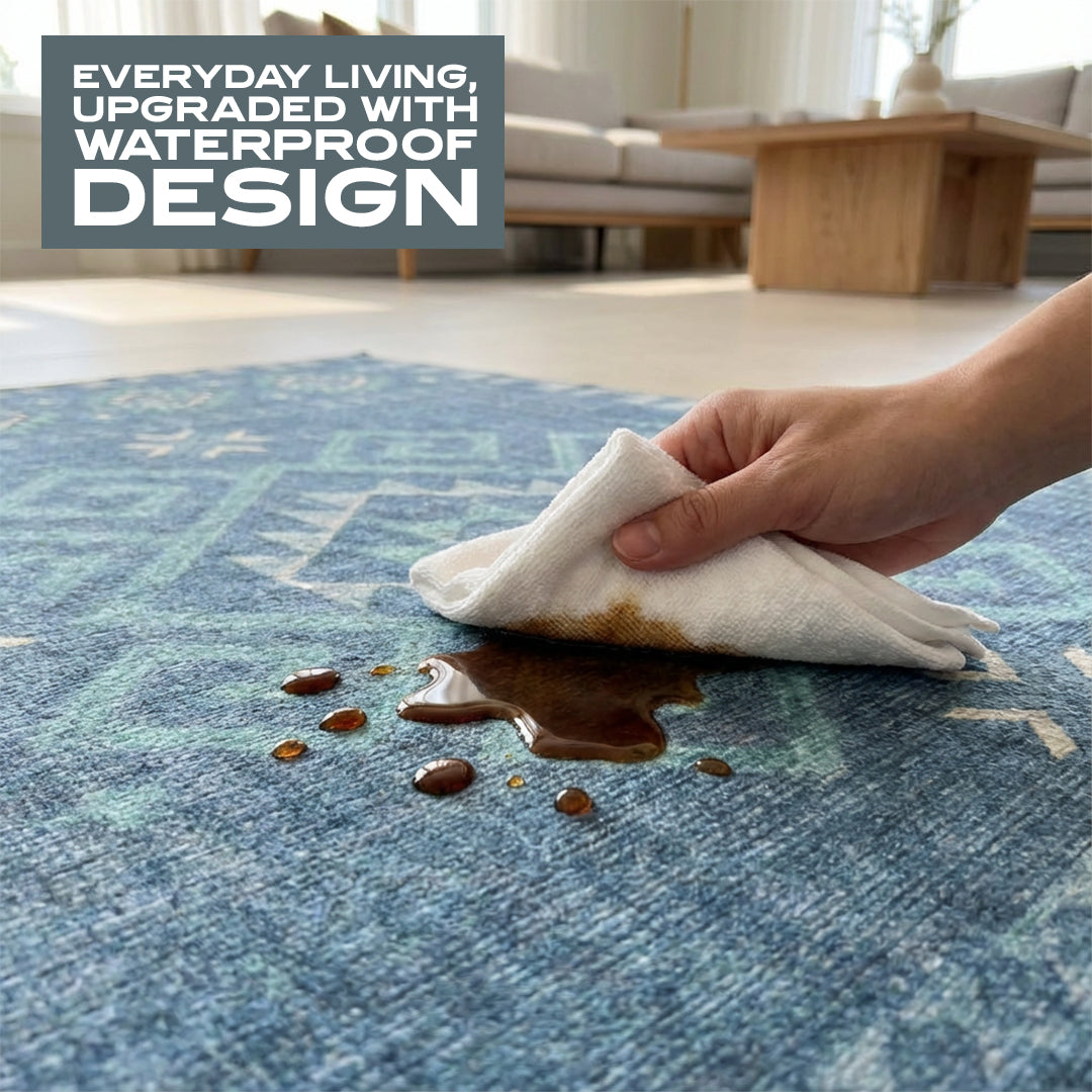 Muddy Mat Muddy Carpet Mesa Washable Area Rugs for Living Room, Bedroom & Dining Room – Modern Soft Low Pile Non Slip Carpet – Pet Friendly Waterproof Foldable Rugs for Home