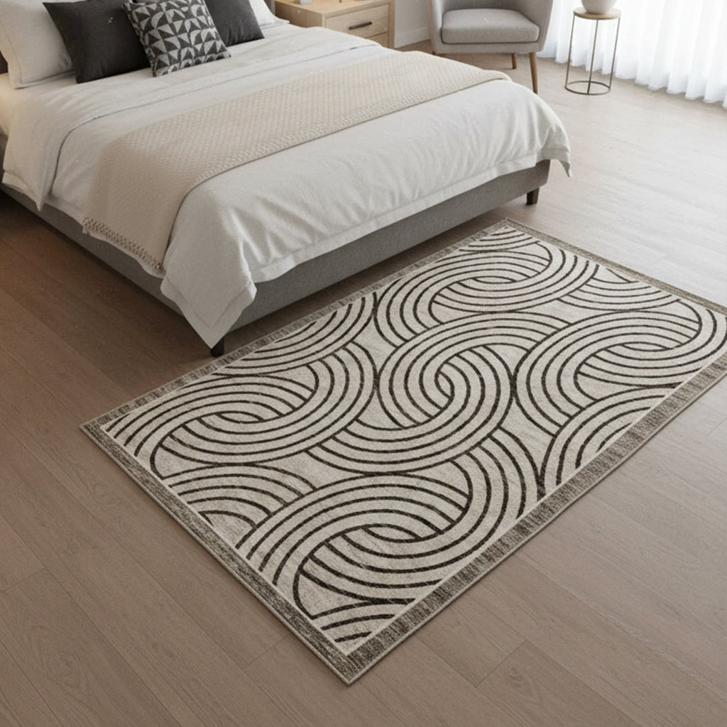 Muddy Mat Muddy Carpet Orbit Washable Area Rugs for Living Room, Bedroom & Dining Room – Modern Soft Low Pile Non Slip Carpet – Pet Friendly Waterproof Foldable Rugs for Home