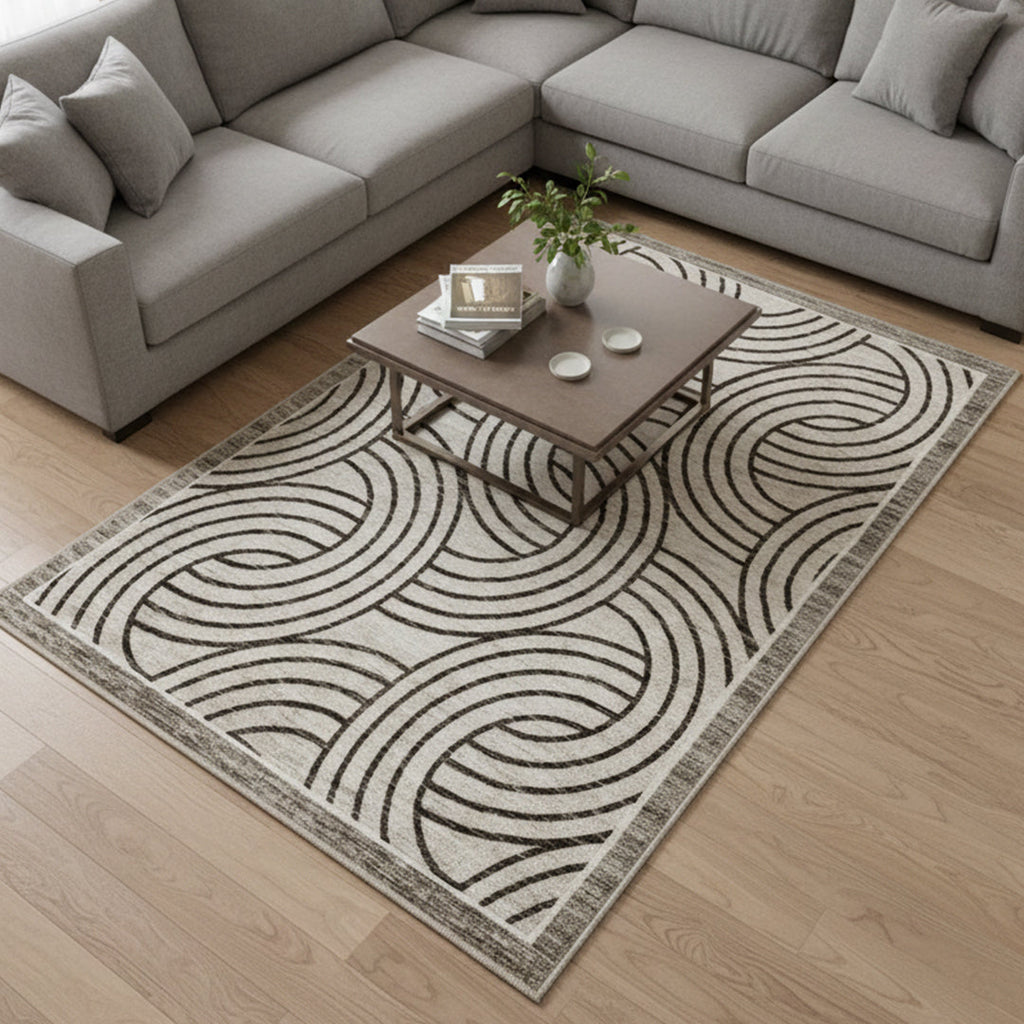 Muddy Mat Muddy Carpet Orbit Washable Area Rugs for Living Room, Bedroom & Dining Room – Modern Soft Low Pile Non Slip Carpet – Pet Friendly Waterproof Foldable Rugs for Home