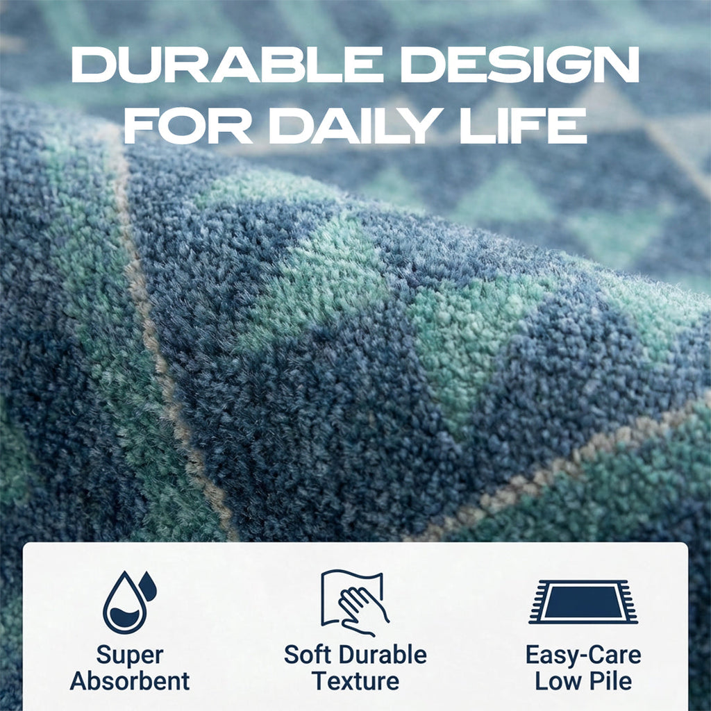 Muddy Mat Muddy Carpet Mesa Washable Area Rugs for Living Room, Bedroom & Dining Room – Modern Soft Low Pile Non Slip Carpet – Pet Friendly Waterproof Foldable Rugs for Home