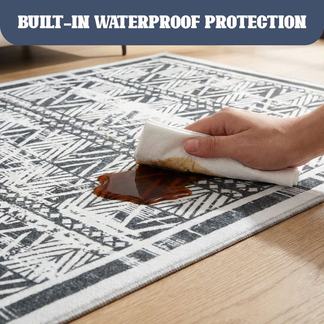 Muddy Mat Muddy Carpet Zenith Washable Area Rugs for Living Room, Bedroom & Dining Room – Modern Soft Low Pile Non Slip Carpet – Pet Friendly Waterproof Foldable Rugs for Home