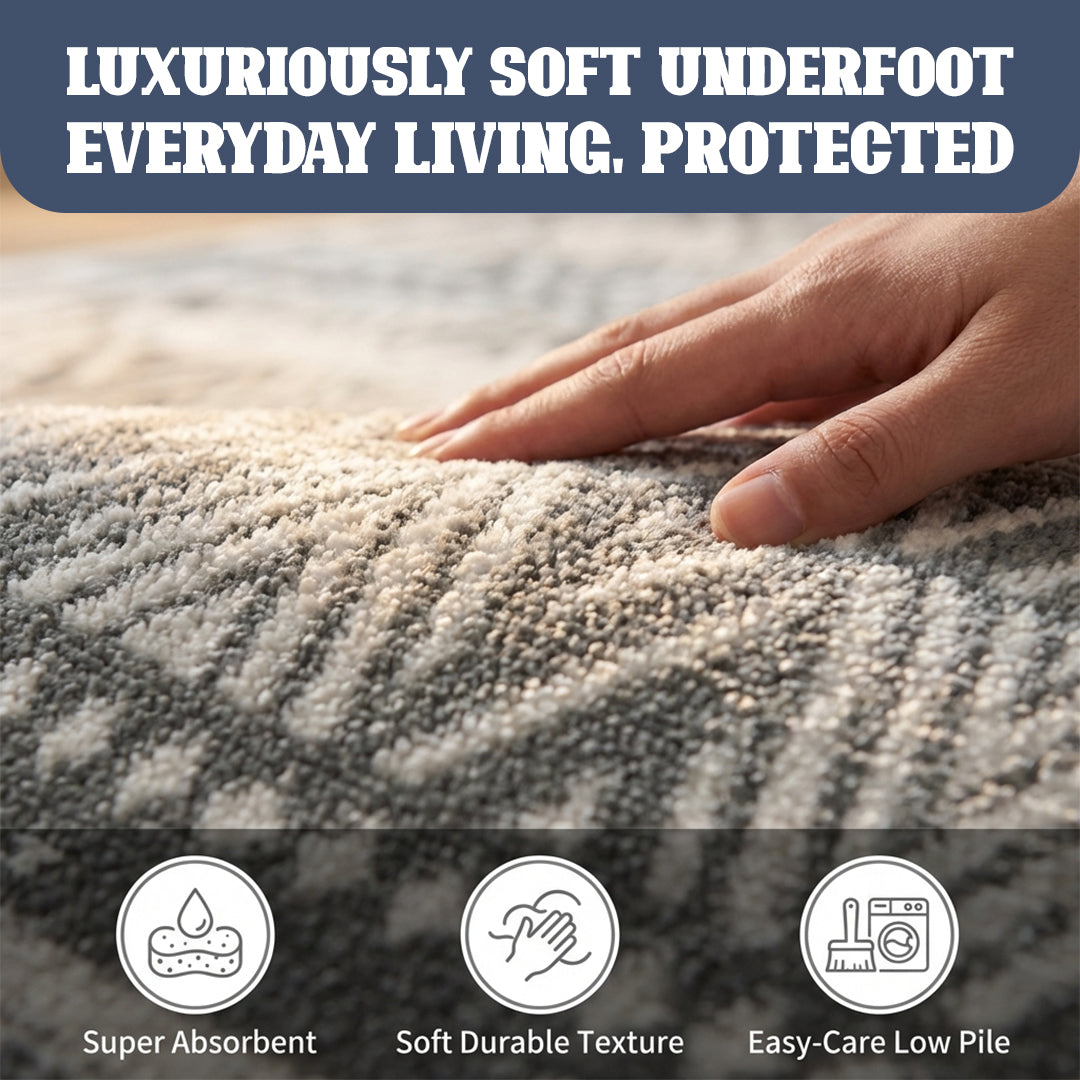 Muddy Mat Muddy Carpet Zenith Washable Area Rugs for Living Room, Bedroom & Dining Room – Modern Soft Low Pile Non Slip Carpet – Pet Friendly Waterproof Foldable Rugs for Home