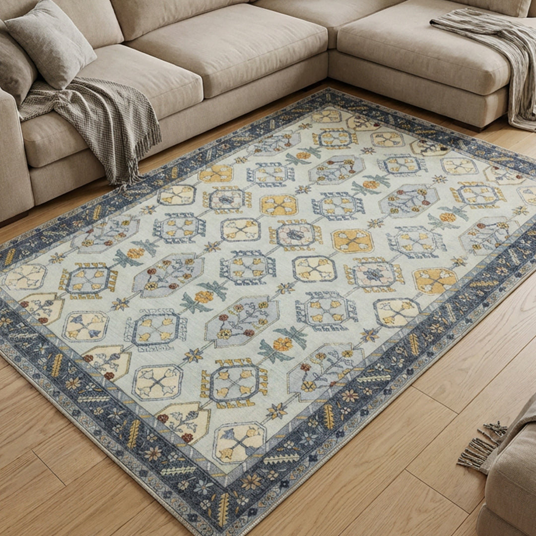 Muddy Mat Muddy Carpet Celeste Washable Area Rugs for Living Room, Bedroom & Dining Room – Modern Soft Low Pile Non Slip Carpet – Pet Friendly Waterproof Foldable Rugs for Home