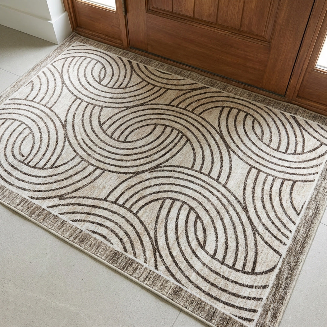 Muddy Mat Muddy Carpet Orbit Washable Area Rugs for Living Room, Bedroom & Dining Room – Modern Soft Low Pile Non Slip Carpet – Pet Friendly Waterproof Foldable Rugs for Home