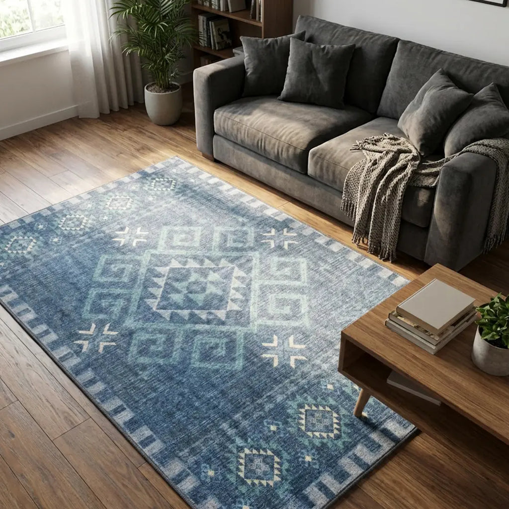 Muddy Mat Muddy Carpet Mesa Washable Area Rugs for Living Room, Bedroom & Dining Room – Modern Soft Low Pile Non Slip Carpet – Pet Friendly Waterproof Foldable Rugs for Home