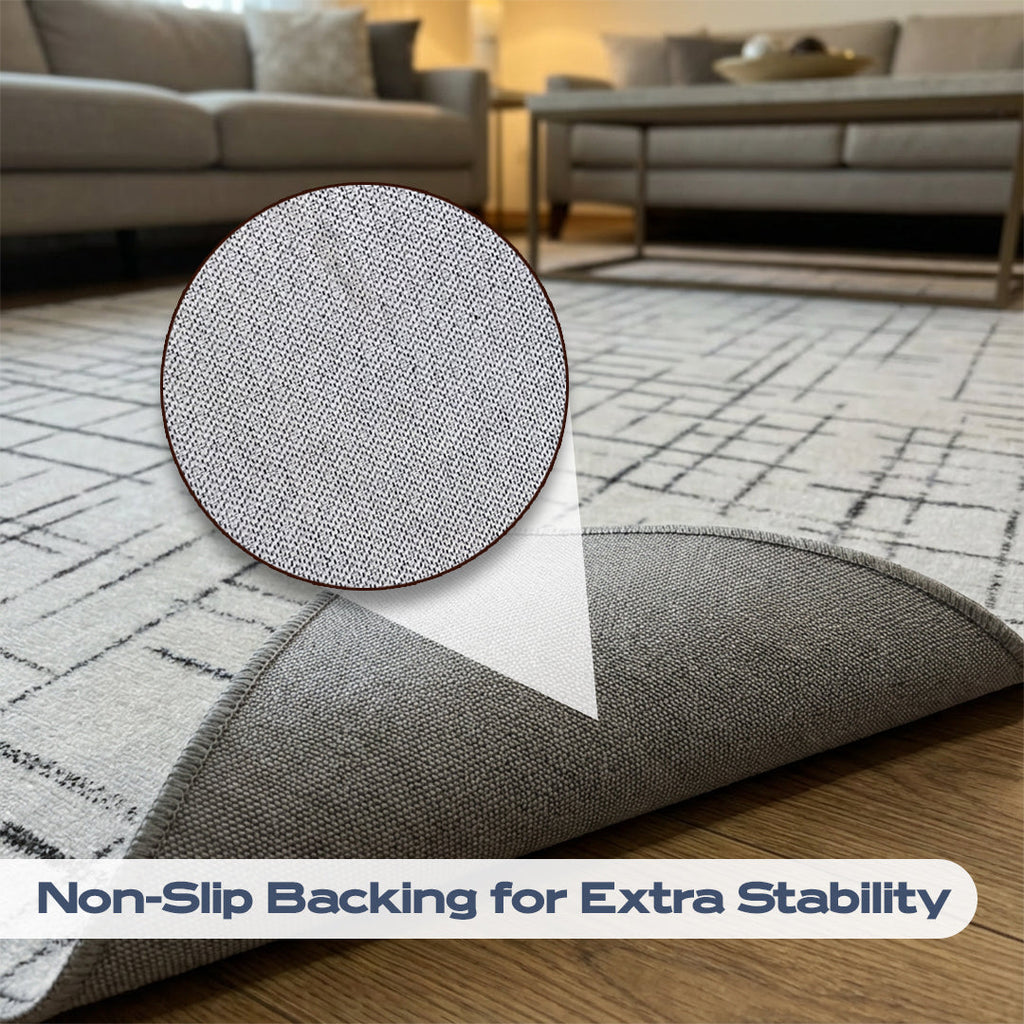 Muddy Mat Muddy Carpet Strata Washable Area Rugs for Living Room, Bedroom & Dining Room – Modern Soft Low Pile Non Slip Carpet – Pet Friendly Waterproof Foldable Rugs for Home