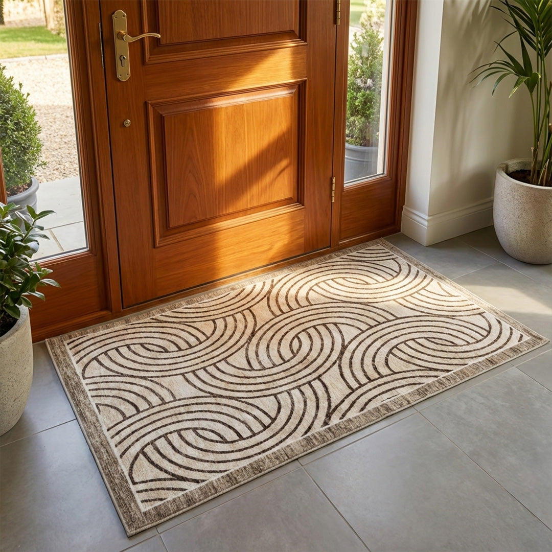 Muddy Mat Muddy Carpet Orbit Washable Area Rugs for Living Room, Bedroom & Dining Room – Modern Soft Low Pile Non Slip Carpet – Pet Friendly Waterproof Foldable Rugs for Home