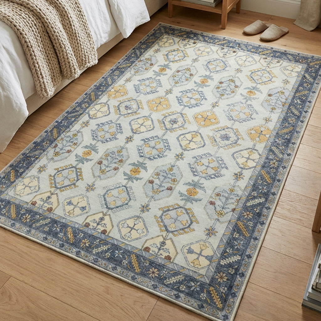 Muddy Mat Muddy Carpet Celeste Washable Area Rugs for Living Room, Bedroom & Dining Room – Modern Soft Low Pile Non Slip Carpet – Pet Friendly Waterproof Foldable Rugs for Home