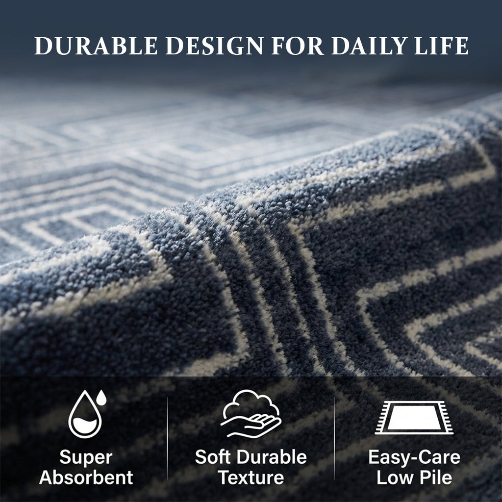 Muddy Mat Muddy Carpet Cipher Washable Area Rugs for Living Room, Bedroom & Dining Room – Modern Soft Low Pile Non Slip Carpet – Pet Friendly Waterproof Foldable Rugs for Home