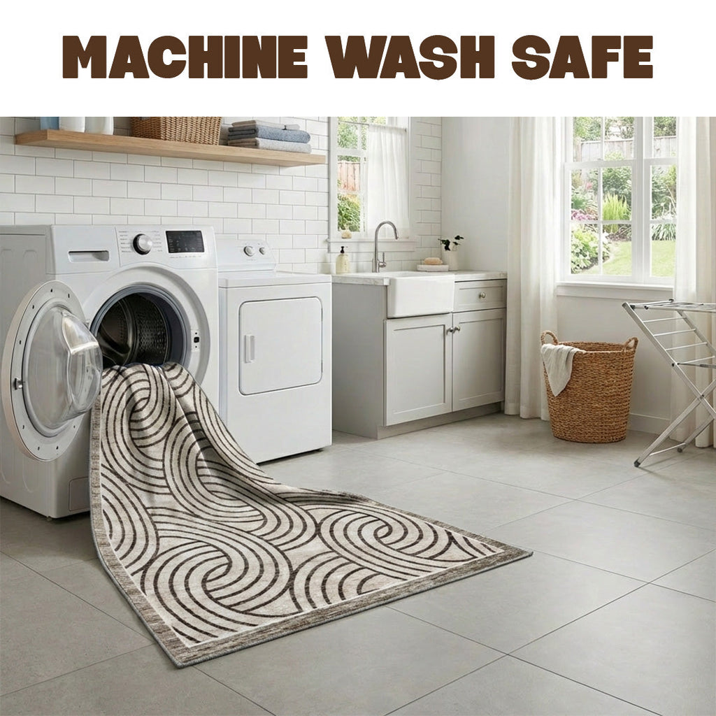 Muddy Mat Muddy Carpet Orbit Washable Area Rugs for Living Room, Bedroom & Dining Room – Modern Soft Low Pile Non Slip Carpet – Pet Friendly Waterproof Foldable Rugs for Home