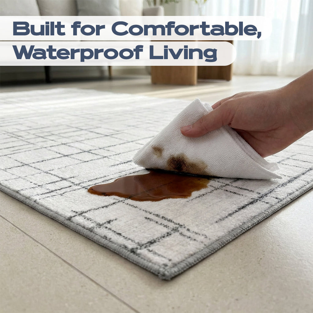 Muddy Mat Muddy Carpet Strata Washable Area Rugs for Living Room, Bedroom & Dining Room – Modern Soft Low Pile Non Slip Carpet – Pet Friendly Waterproof Foldable Rugs for Home