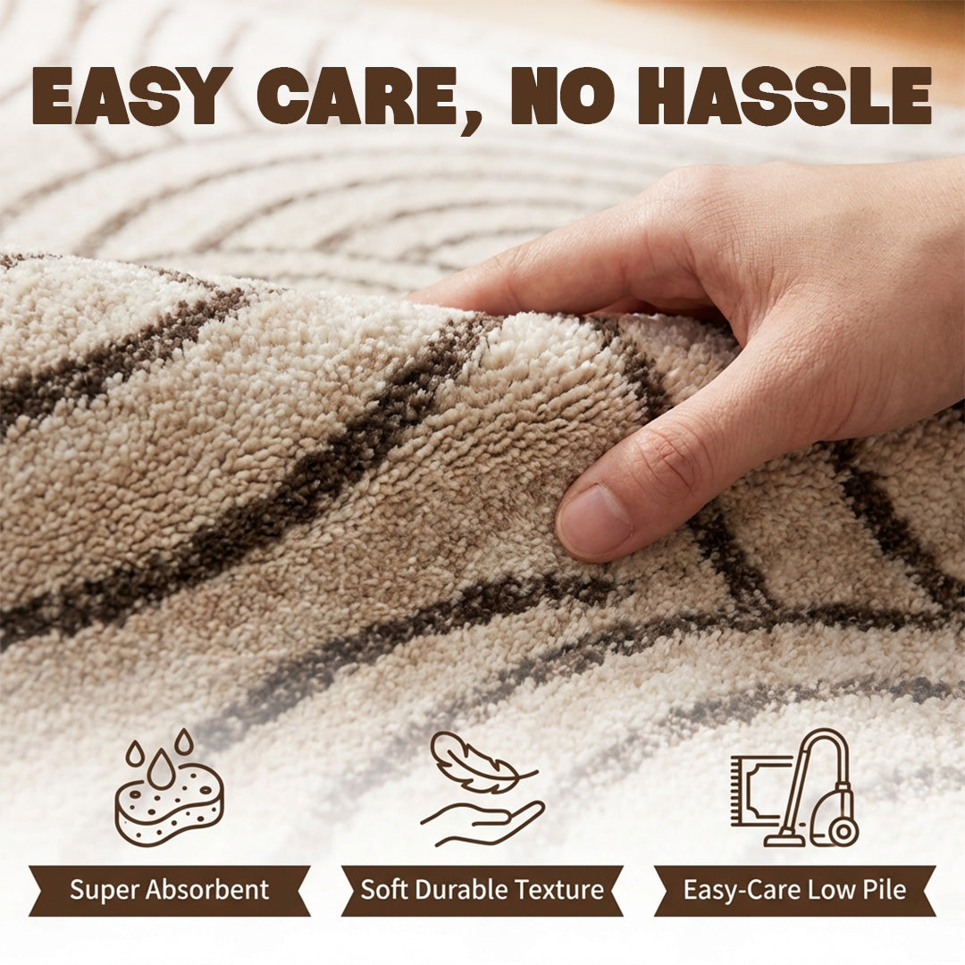 Muddy Mat Muddy Carpet Orbit Washable Area Rugs for Living Room, Bedroom & Dining Room – Modern Soft Low Pile Non Slip Carpet – Pet Friendly Waterproof Foldable Rugs for Home