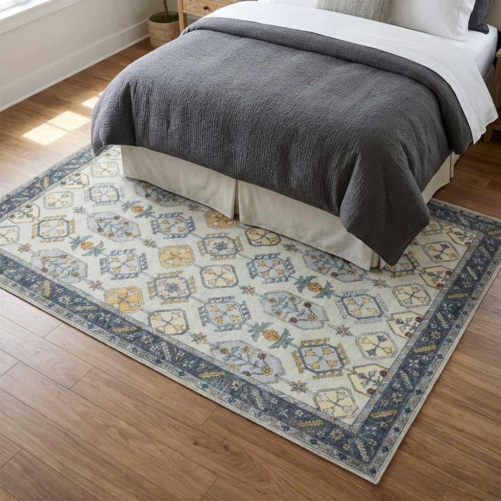 Muddy Mat Muddy Carpet Celeste Washable Area Rugs for Living Room, Bedroom & Dining Room – Modern Soft Low Pile Non Slip Carpet – Pet Friendly Waterproof Foldable Rugs for Home