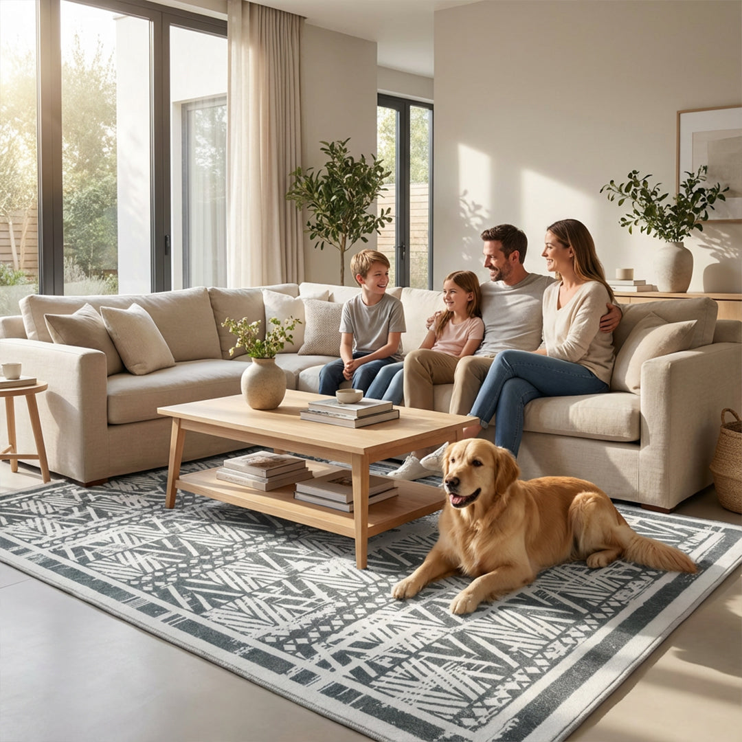 Muddy Mat Muddy Carpet Zenith Washable Area Rugs for Living Room, Bedroom & Dining Room – Modern Soft Low Pile Non Slip Carpet – Pet Friendly Waterproof Foldable Rugs for Home
