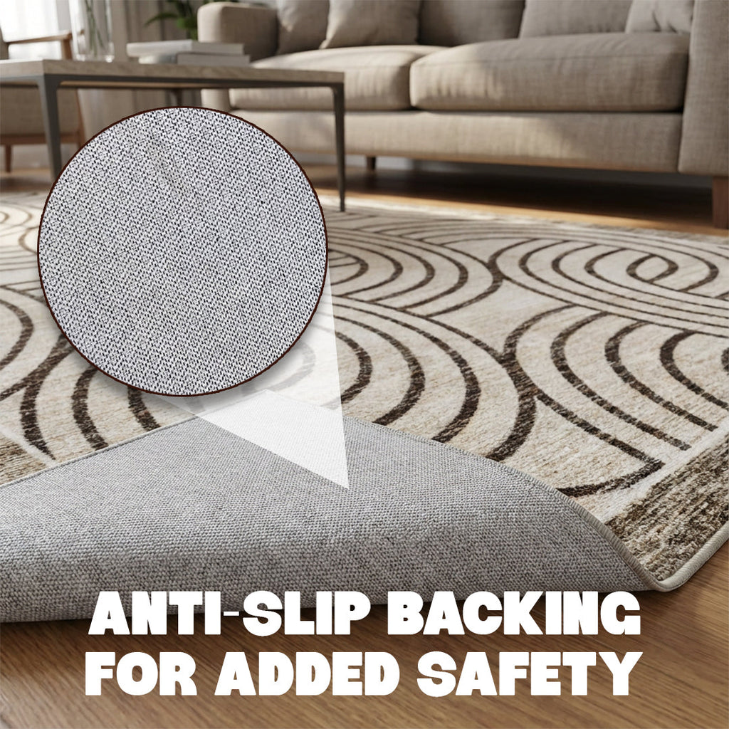 Muddy Mat Muddy Carpet Orbit Washable Area Rugs for Living Room, Bedroom & Dining Room – Modern Soft Low Pile Non Slip Carpet – Pet Friendly Waterproof Foldable Rugs for Home