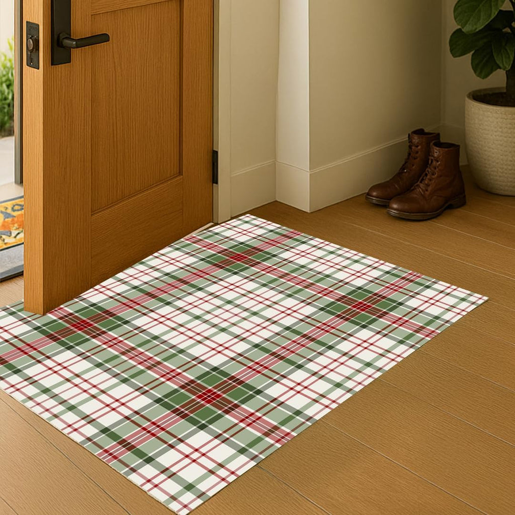 Muddy Mat Muddy Carpet Plaid Washable Area Rugs for Living Room, Bedroom & Dining Room – Modern Soft Low Pile Non Slip Carpet – Pet Friendly Waterproof Foldable Rugs for Home