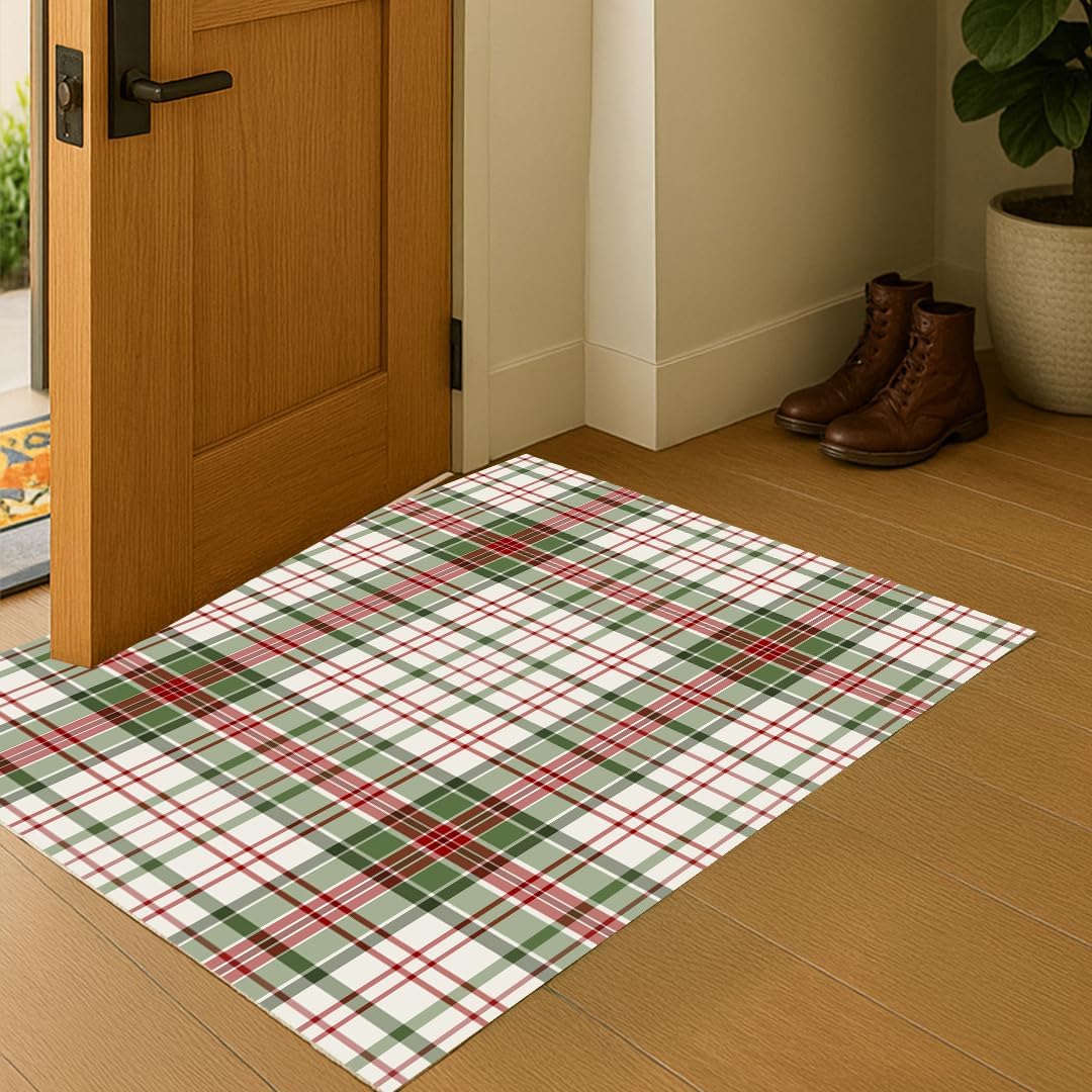 Muddy Mat Muddy Carpet Plaid Washable Area Rugs for Living Room, Bedroom & Dining Room – Modern Soft Low Pile Non Slip Carpet – Pet Friendly Waterproof Foldable Rugs for Home
