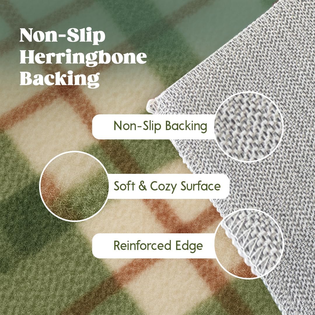 Muddy Mat Muddy Carpet Plaid Washable Area Rugs for Living Room, Bedroom & Dining Room – Modern Soft Low Pile Non Slip Carpet – Pet Friendly Waterproof Foldable Rugs for Home