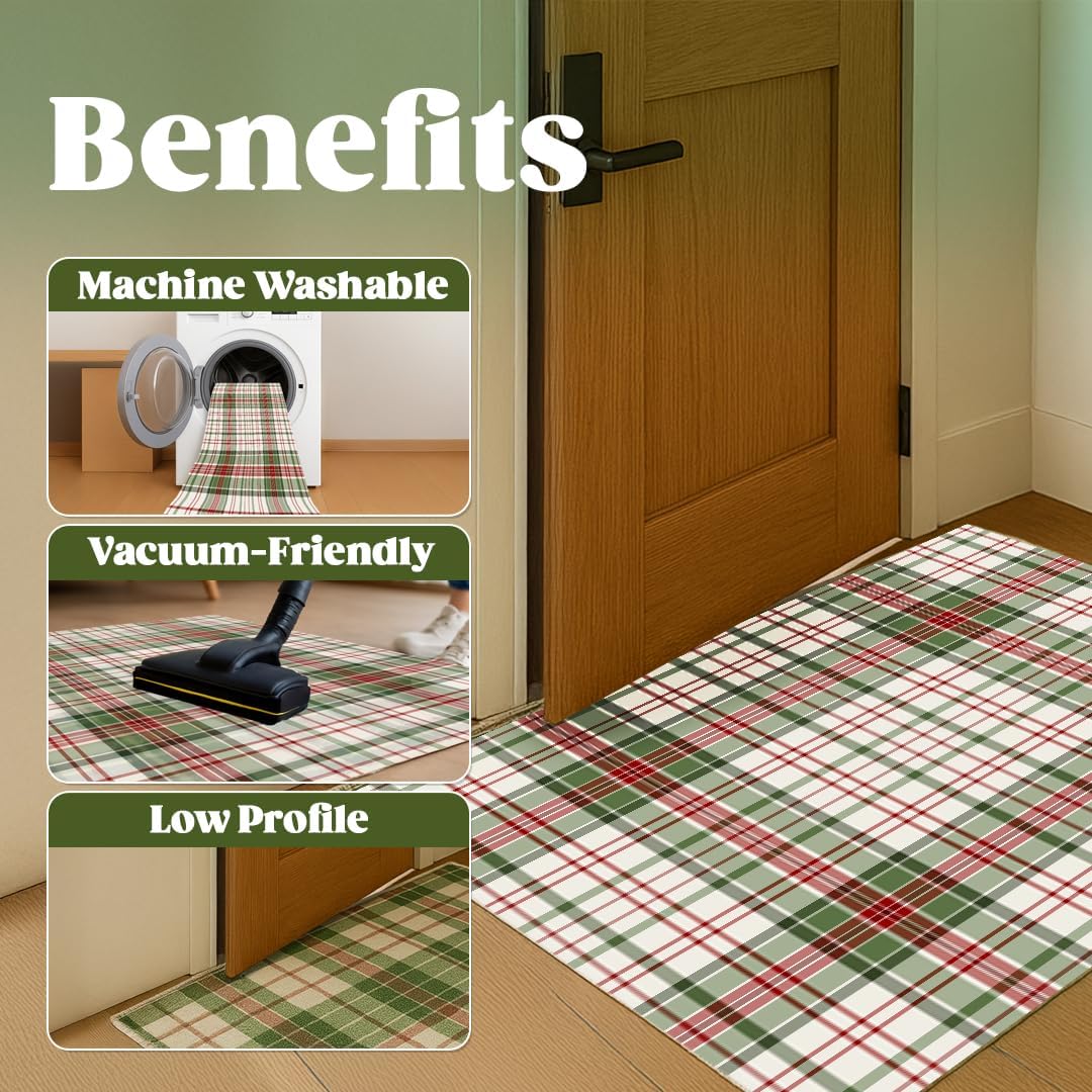 Muddy Mat Muddy Carpet Plaid Washable Area Rugs for Living Room, Bedroom & Dining Room – Modern Soft Low Pile Non Slip Carpet – Pet Friendly Waterproof Foldable Rugs for Home