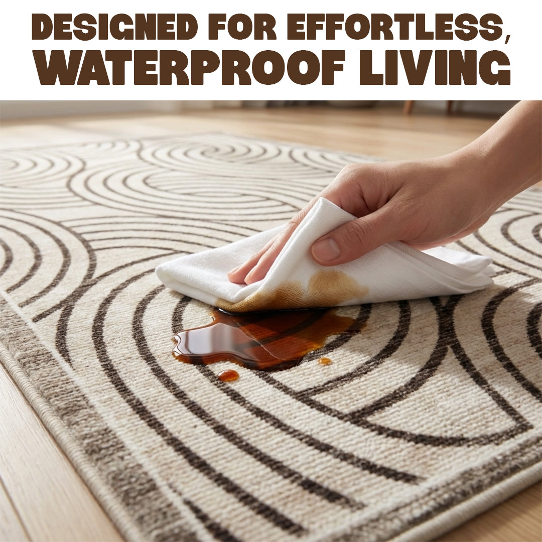 Muddy Mat Muddy Carpet Orbit Washable Area Rugs for Living Room, Bedroom & Dining Room – Modern Soft Low Pile Non Slip Carpet – Pet Friendly Waterproof Foldable Rugs for Home
