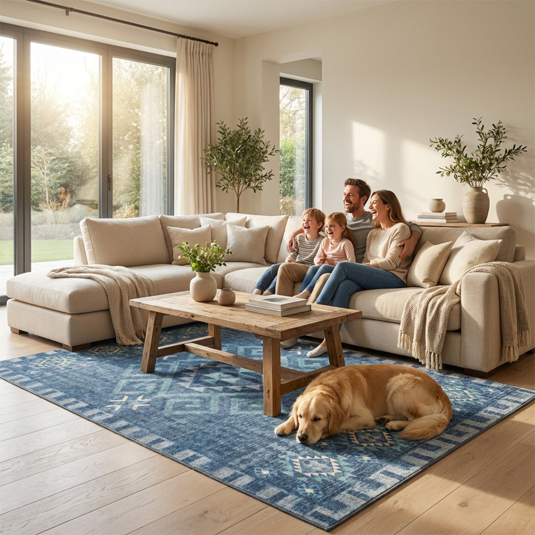 Muddy Mat Muddy Carpet Mesa Washable Area Rugs for Living Room, Bedroom & Dining Room – Modern Soft Low Pile Non Slip Carpet – Pet Friendly Waterproof Foldable Rugs for Home