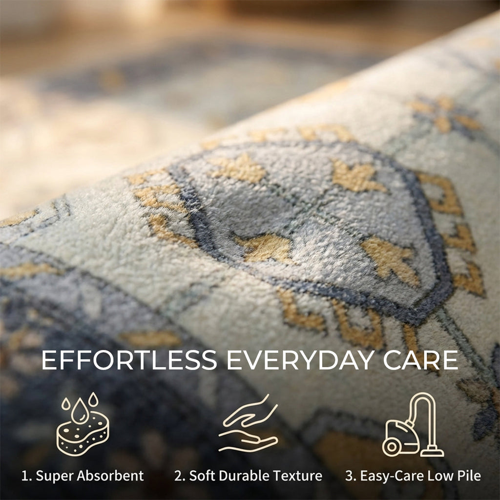 Muddy Mat Muddy Carpet Celeste Washable Area Rugs for Living Room, Bedroom & Dining Room – Modern Soft Low Pile Non Slip Carpet – Pet Friendly Waterproof Foldable Rugs for Home