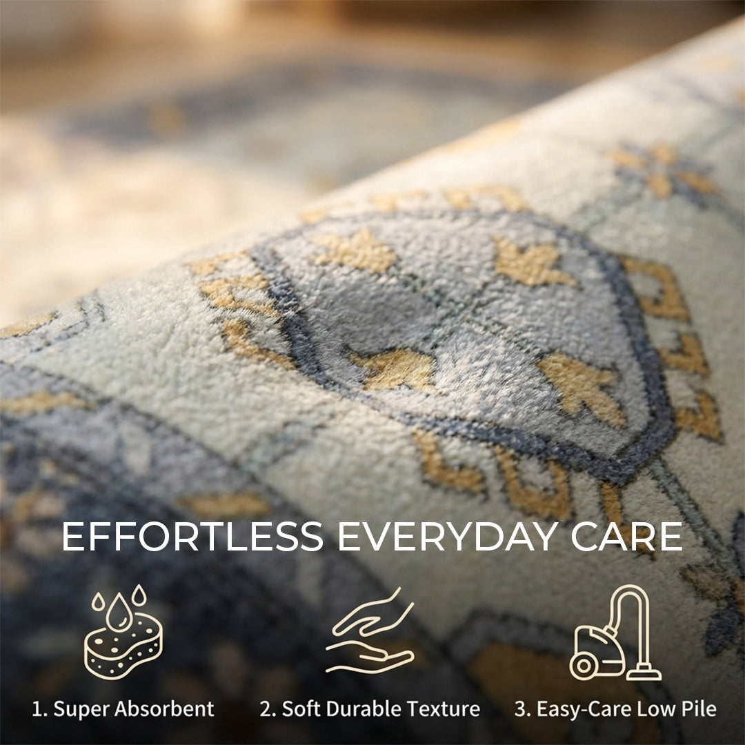 Muddy Mat Muddy Carpet Celeste Washable Area Rugs for Living Room, Bedroom & Dining Room – Modern Soft Low Pile Non Slip Carpet – Pet Friendly Waterproof Foldable Rugs for Home