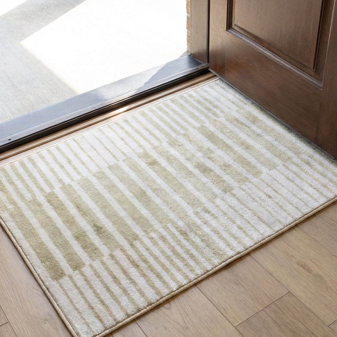 Muddy Mat Muddy Carpet Creamline Washable Area Rugs for Living Room, Bedroom & Dining Room – Modern Soft Low Pile Non Slip Carpet – Pet Friendly Waterproof Foldable Rugs for Home