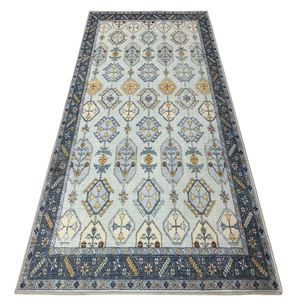 Muddy Mat Muddy Carpet Celeste Washable Area Rugs for Living Room, Bedroom & Dining Room – Modern Soft Low Pile Non Slip Carpet – Pet Friendly Waterproof Foldable Rugs for Home